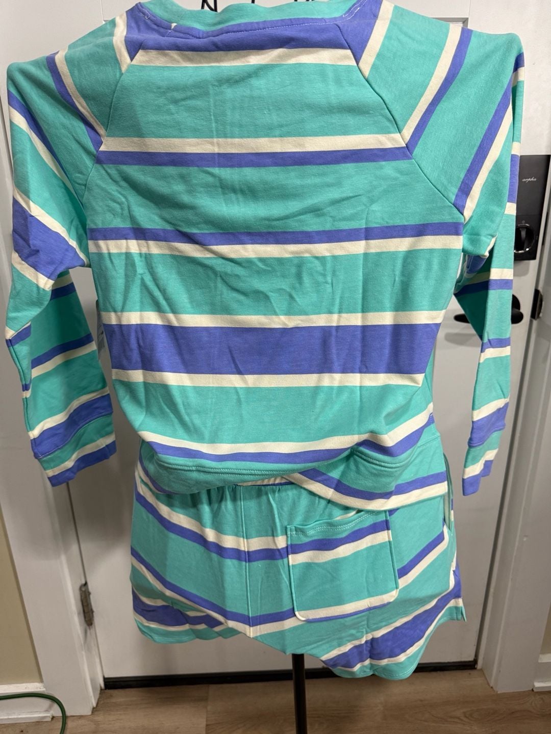 WILDFOX Lounge Set - Sweatshirt and Shorts - Blue Stripes NWT MSRP 7