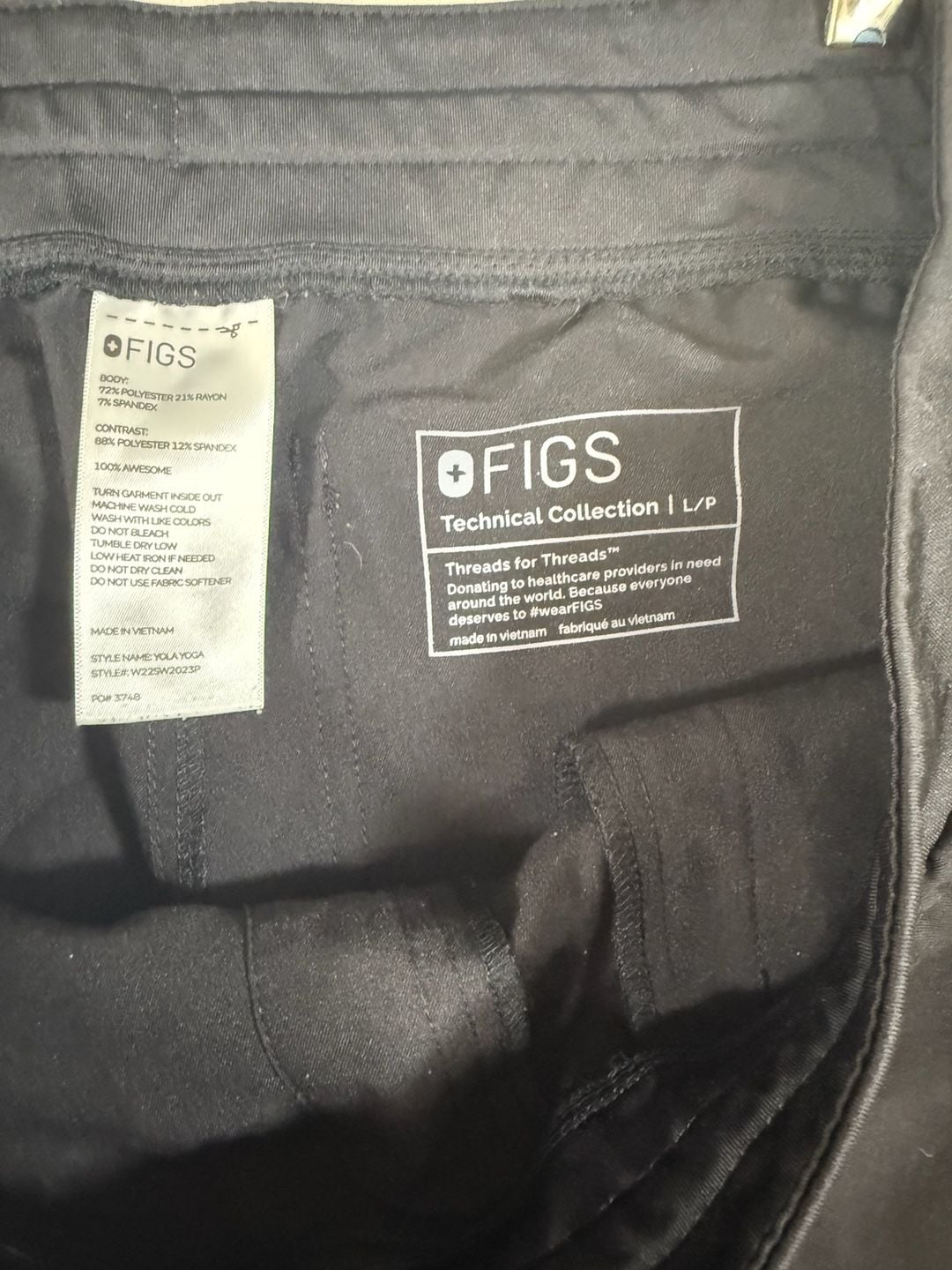 FIGS Technical Collection Yola Yoga High Waisted Scrub Pants Black 4