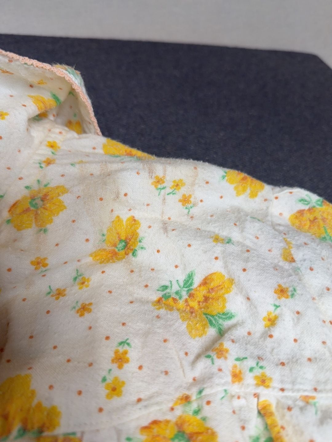 Vintage Yellow Floral Button Down Pajama Set Two Piece Sleepwear Medium 6