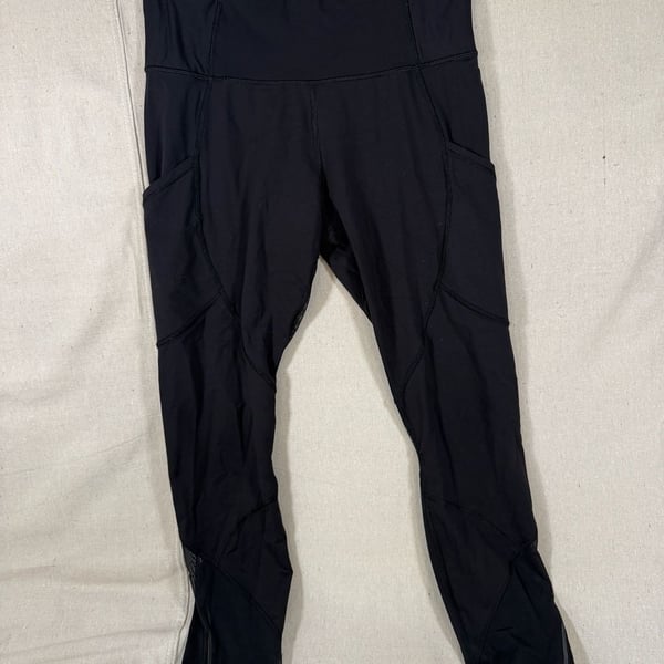 Lululemon Hit It Crop Black Mesh High-Rise Leggings