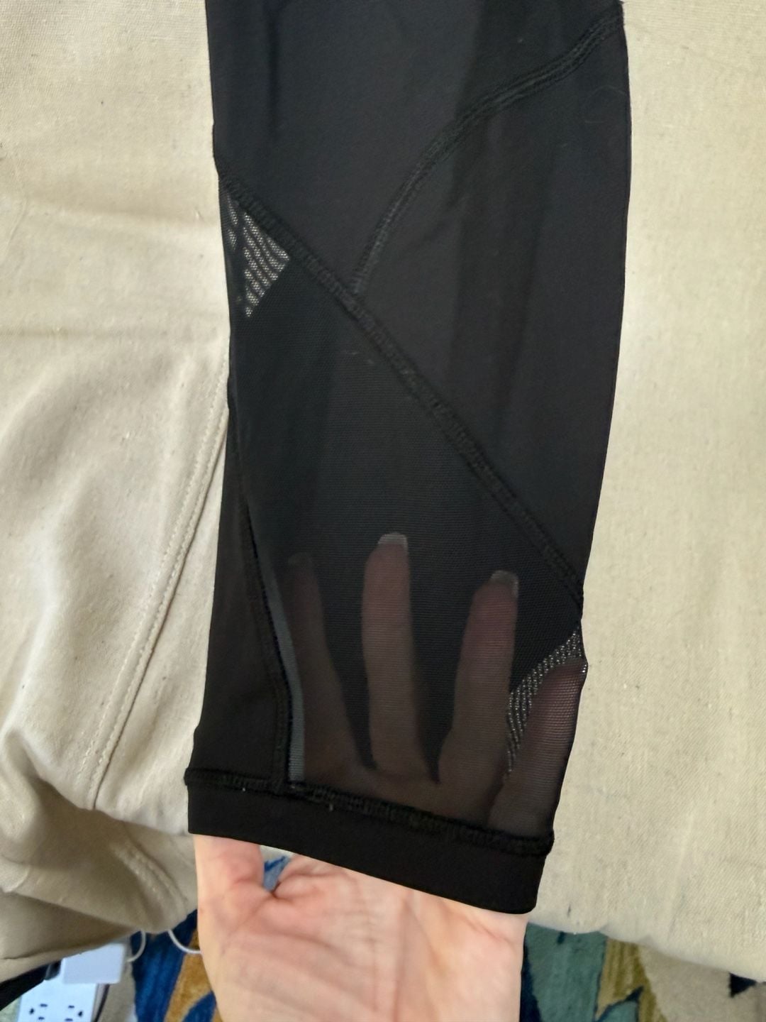 Lululemon Hit It Crop Black Mesh High-Rise Leggings 4