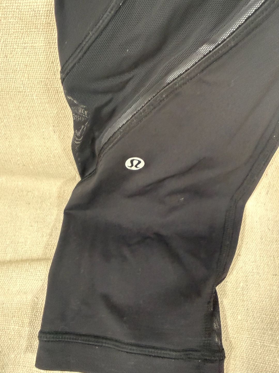 Lululemon Hit It Crop Black Mesh High-Rise Leggings 6