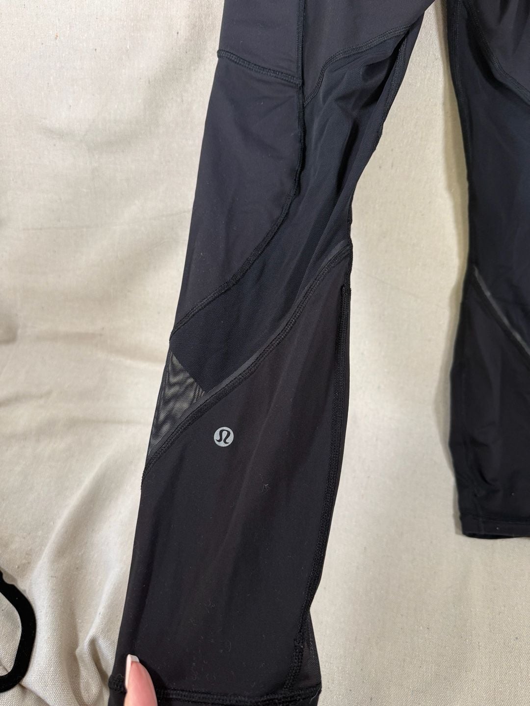 Lululemon Hit It Crop Black Mesh High-Rise Leggings 7