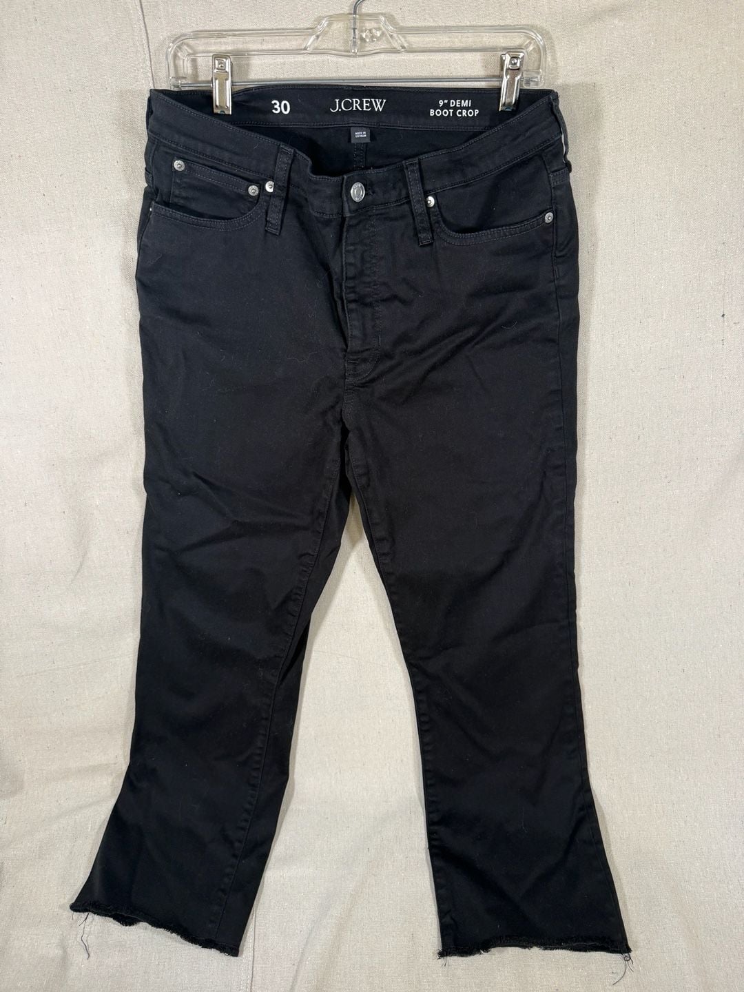 J.Crew 9" Demi-Boot Crop Jeans in Black with Raw Hem Size 30 2