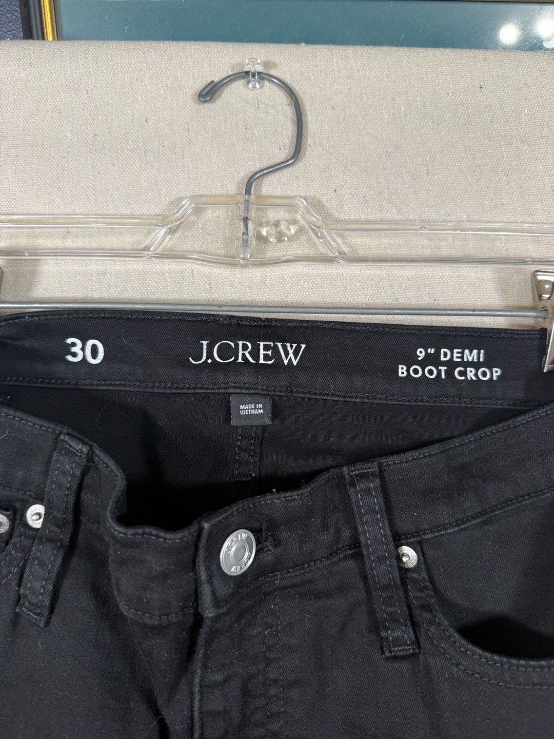 J.Crew 9" Demi-Boot Crop Jeans in Black with Raw Hem Size 30 3
