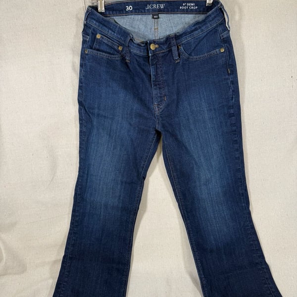 J.Crew 9" Demi-Boot Crop Jeans in Black with Raw Hem Size 30