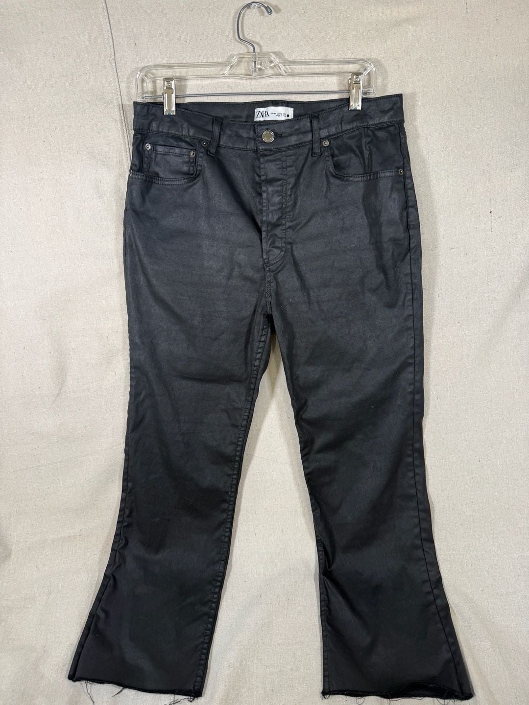 ZARA The Dreed Flare Black Coated Jeans 2