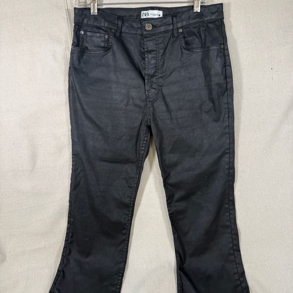 ZARA The Dreed Flare Black Coated Jeans