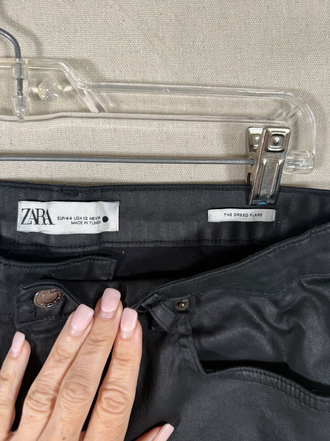 ZARA The Dreed Flare Black Coated Jeans 3