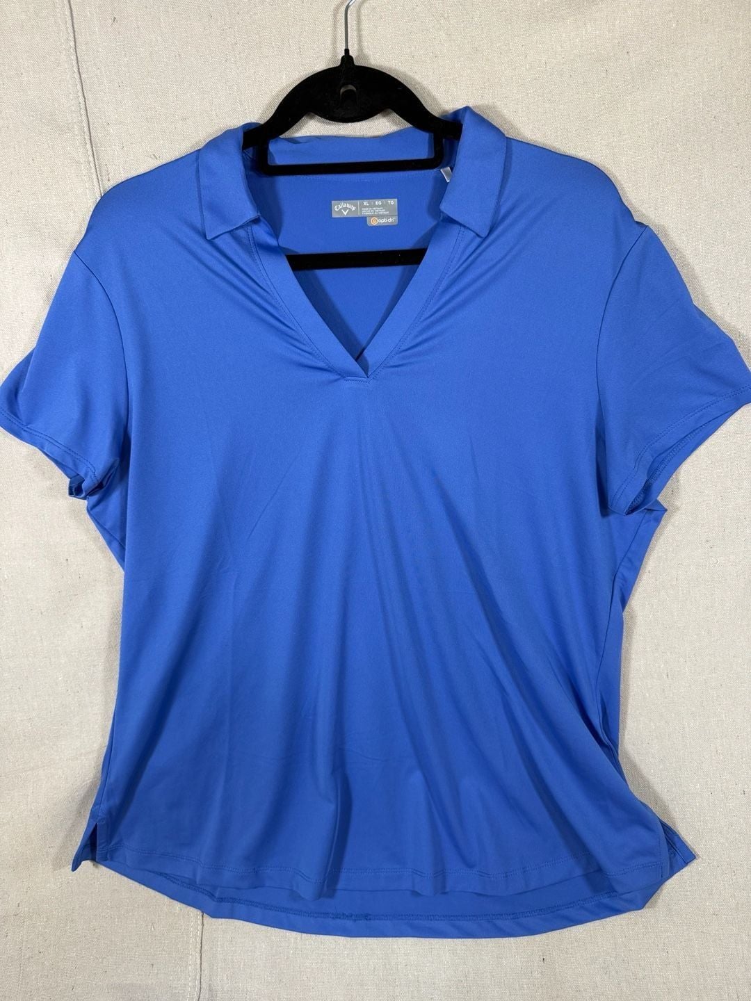 Callaway Opti-Dri Royal Blue V-Neck Performance Golf Polo 2