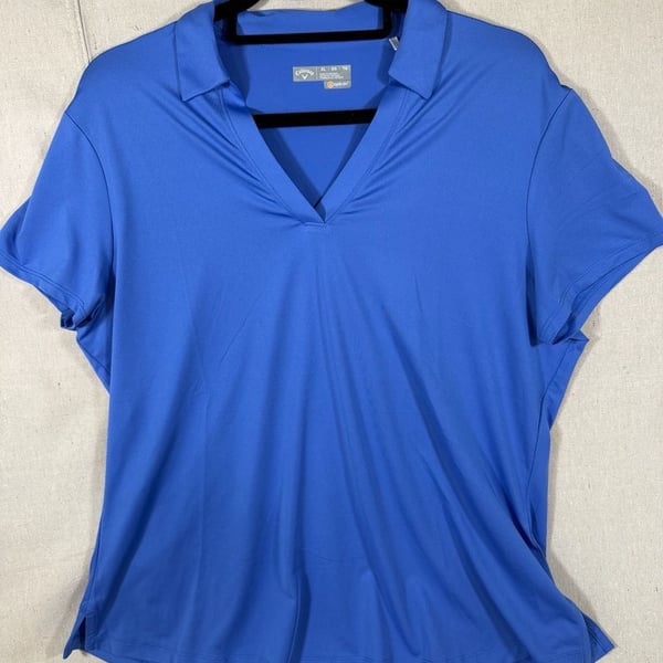 Callaway Opti-Dri Royal Blue V-Neck Performance Golf Polo