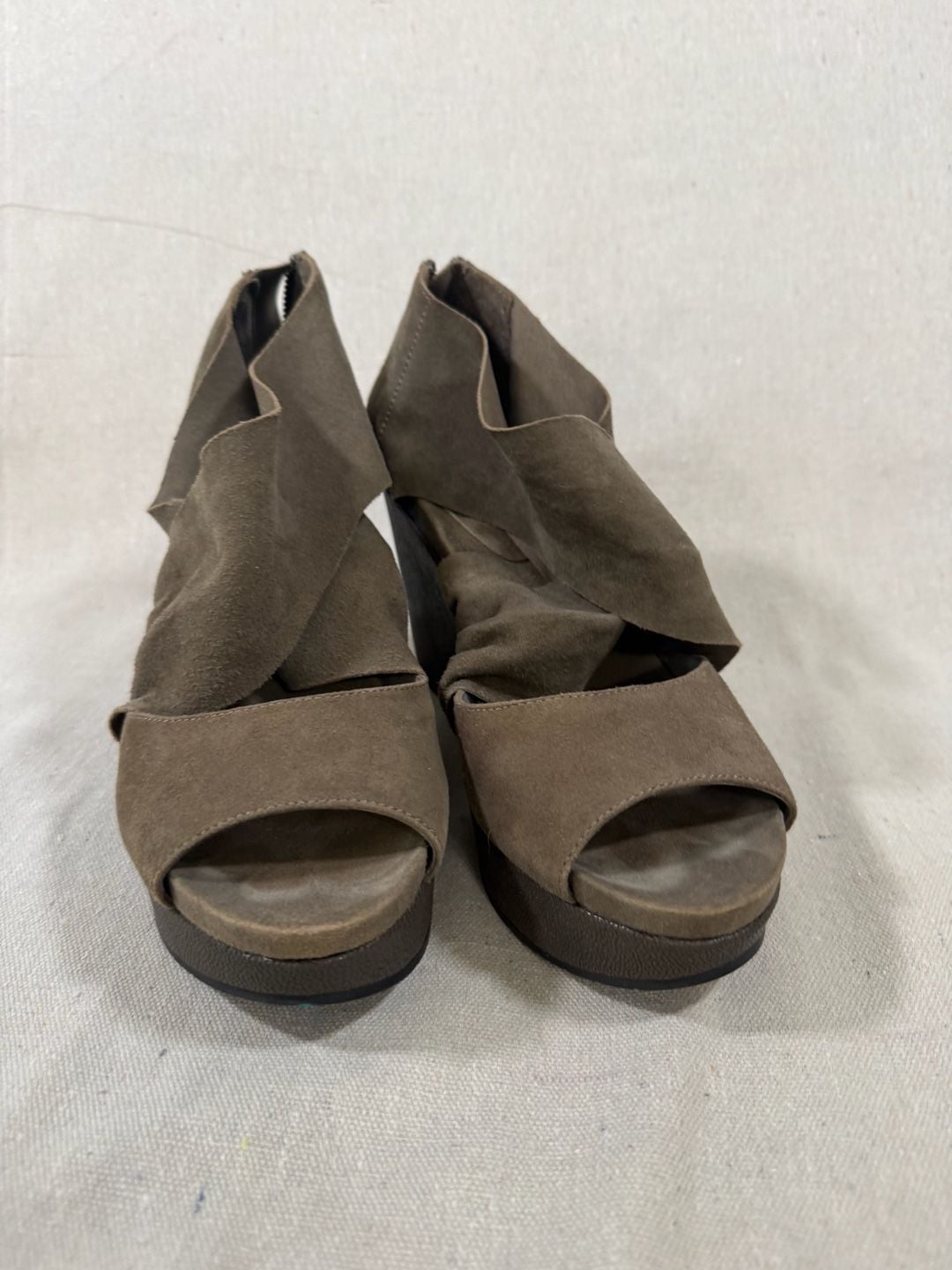 Eileen Fisher Draw Draped Suede Platform Wedge Sandals 1