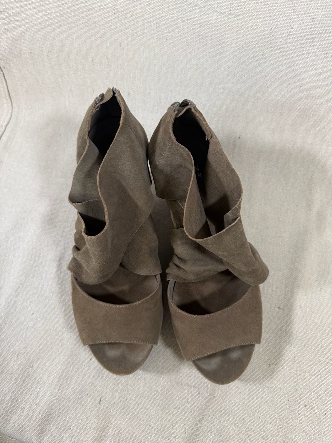 Eileen Fisher Draw Draped Suede Platform Wedge Sandals 2