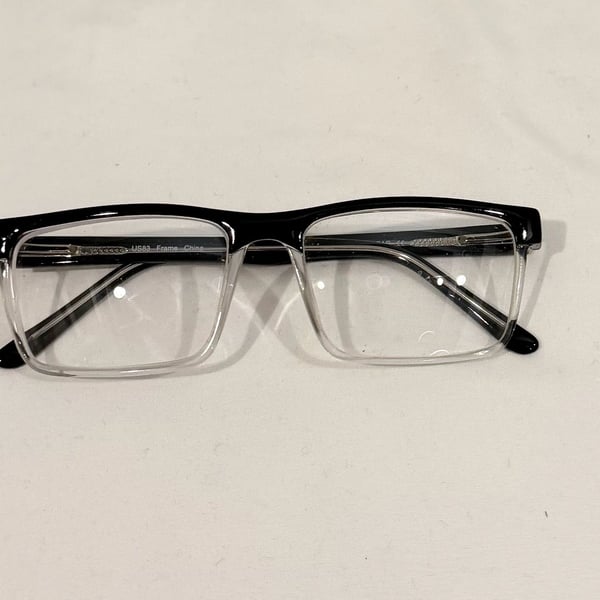 Foster Grant US83 Two-Tone Black and Clear Rectangular Eyeglass Frames 50-19-130