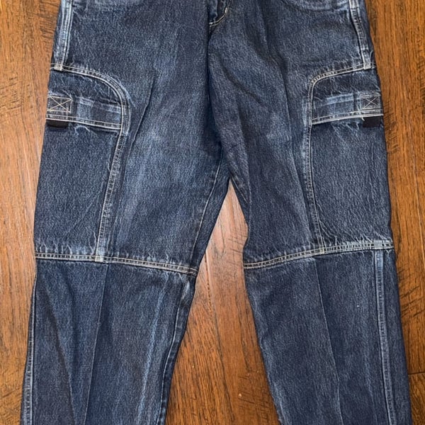 Vintage 90s FUBU Platinum Cargo Jeans Baggy Hip Hop  Denim W32 L34