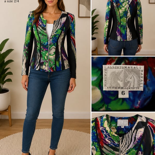 Alberto Makali Abstract Multi-Print Zip-Up Jacket Size 6
B92JC