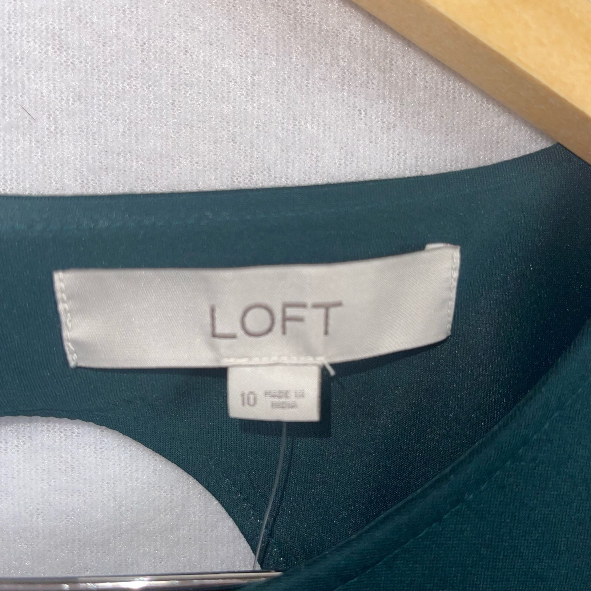 NWT Loft Cutout Back Ponte Flounce Dress in Antique Jade Green, Size 6 4