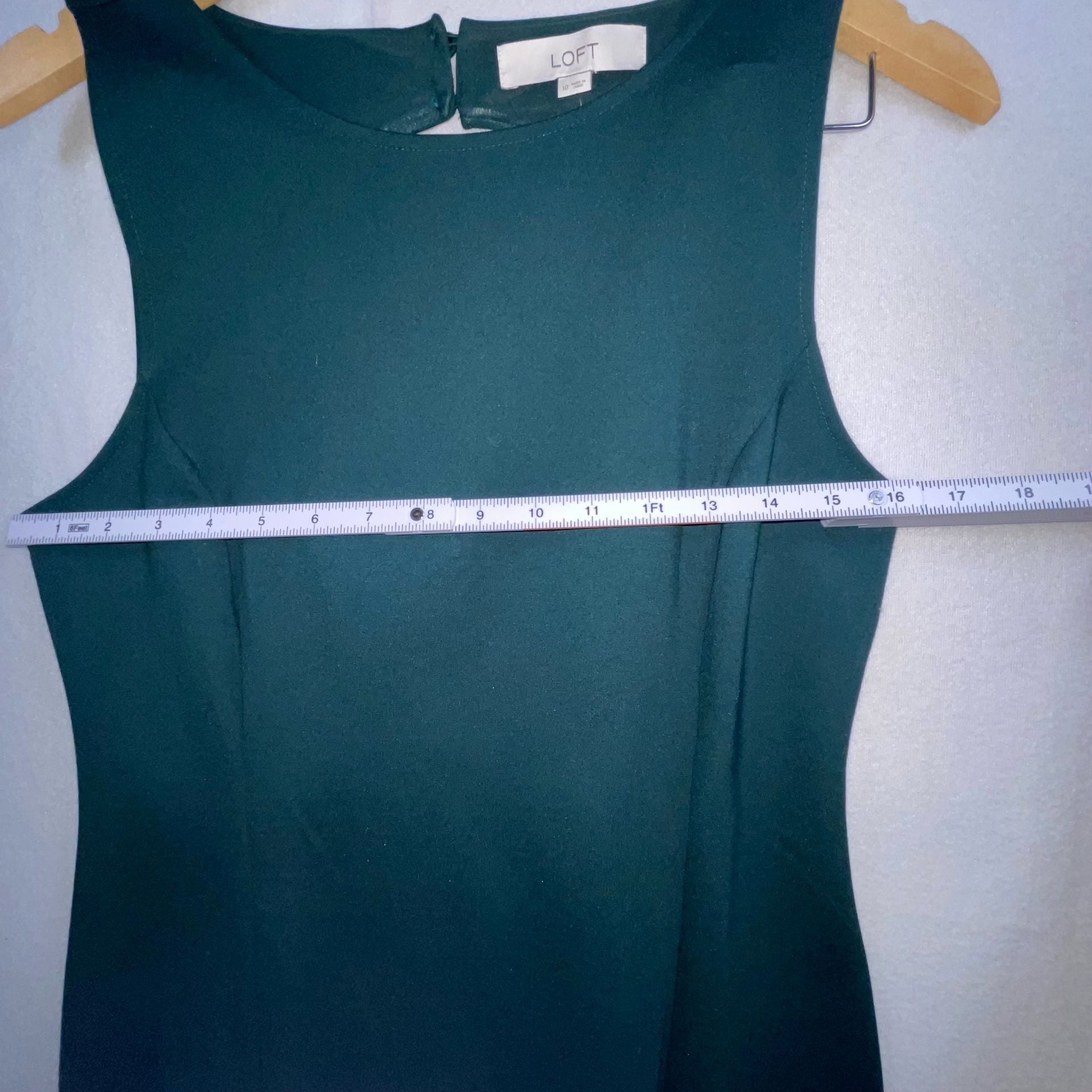 NWT Loft Cutout Back Ponte Flounce Dress in Antique Jade Green, Size 6 10
