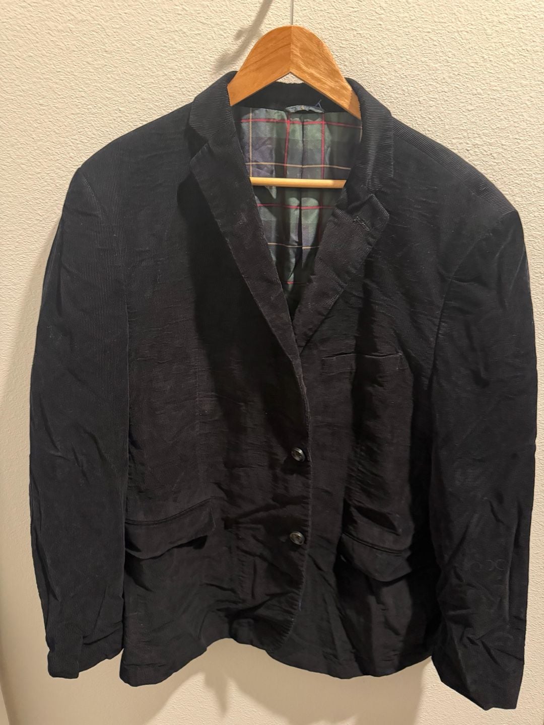 Vtg Lauren Ralph Jacket Mens R 44 Black Corduroy Coat Lined Elbow Patch Blazer 1