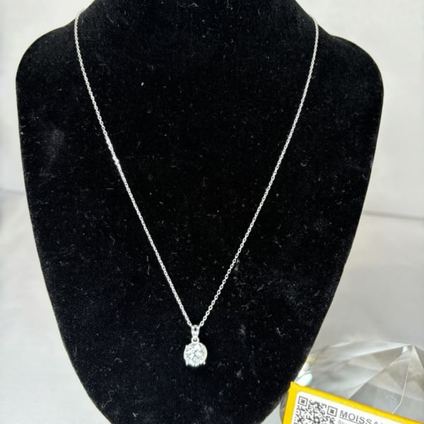  Certified 2 Ct Moissanite Pendant with Sterling Silver  .925 chain