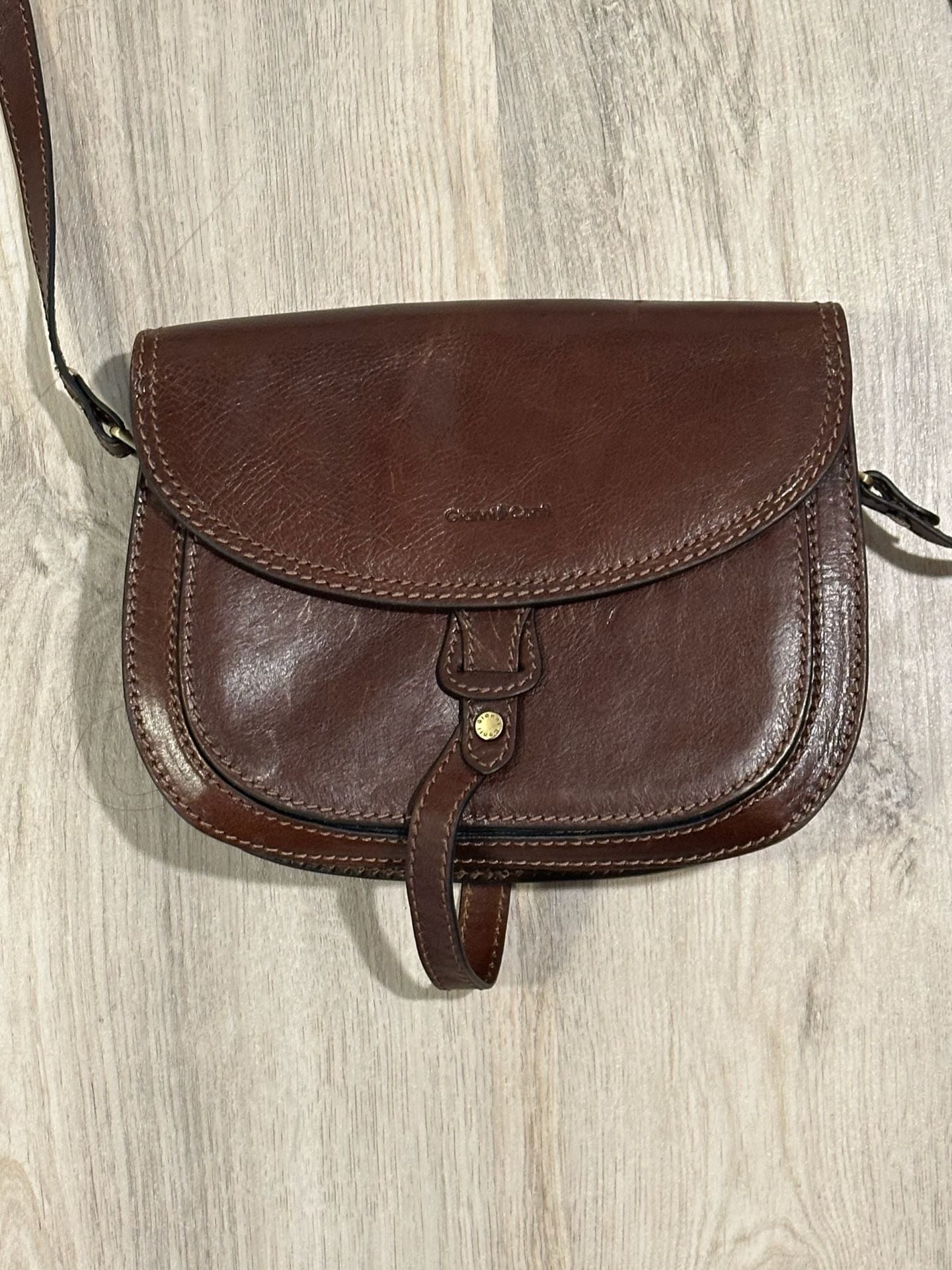 Gianni Conti Brown Leather Crossbody Bag Made In Italy Adjustable Strap 10x7.5” 2