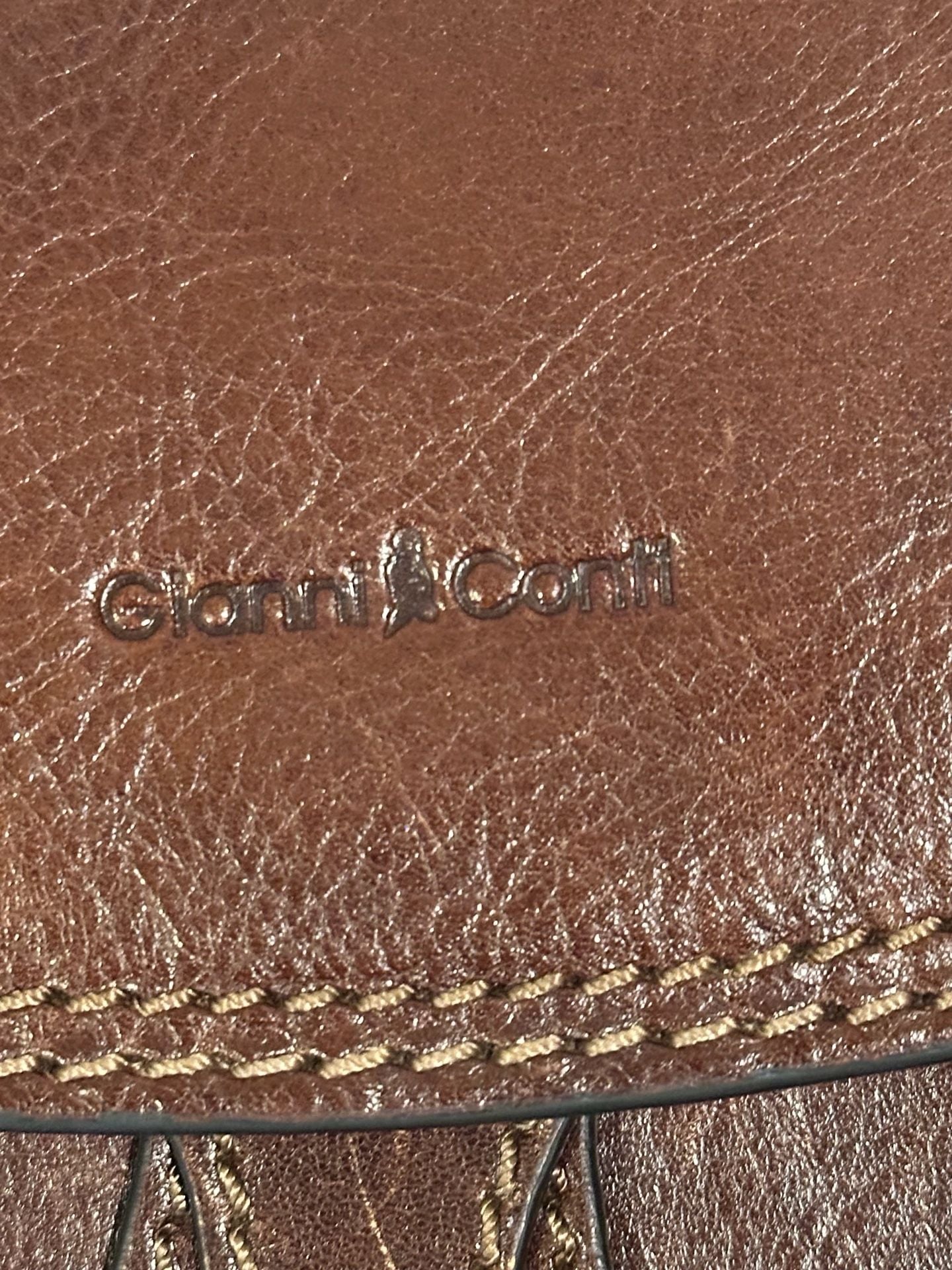 Gianni Conti Brown Leather Crossbody Bag Made In Italy Adjustable Strap 10x7.5” 3