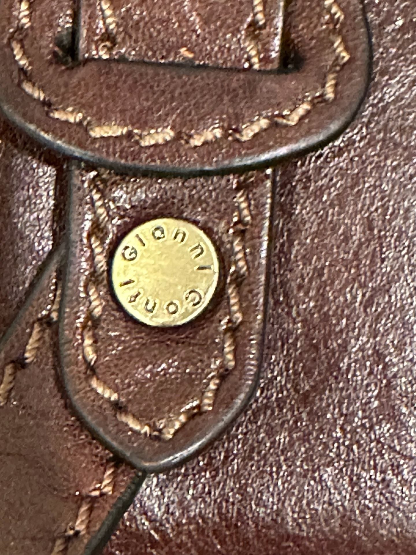 Gianni Conti Brown Leather Crossbody Bag Made In Italy Adjustable Strap 10x7.5” 4