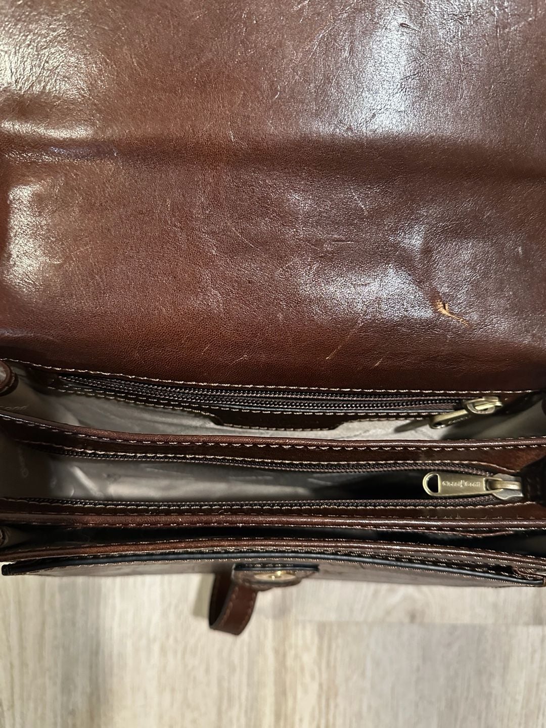 Gianni Conti Brown Leather Crossbody Bag Made In Italy Adjustable Strap 10x7.5” 6