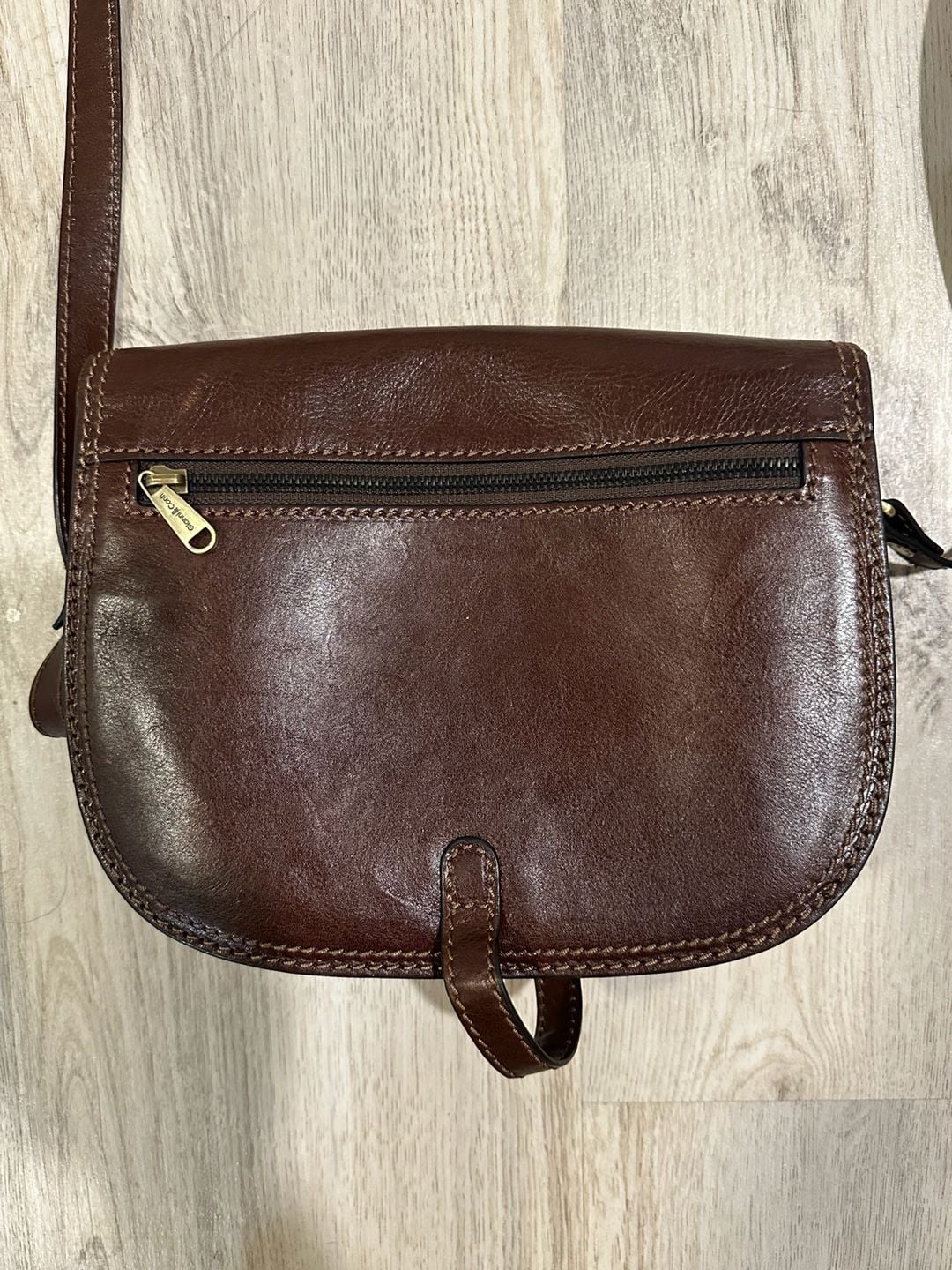Gianni Conti Brown Leather Crossbody Bag Made In Italy Adjustable Strap 10x7.5” 7