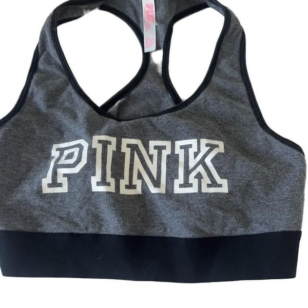 PINK BY VICTORIAS SECRET GRAY UNPADDED RACERBACK SPORTS BRA SIZE M