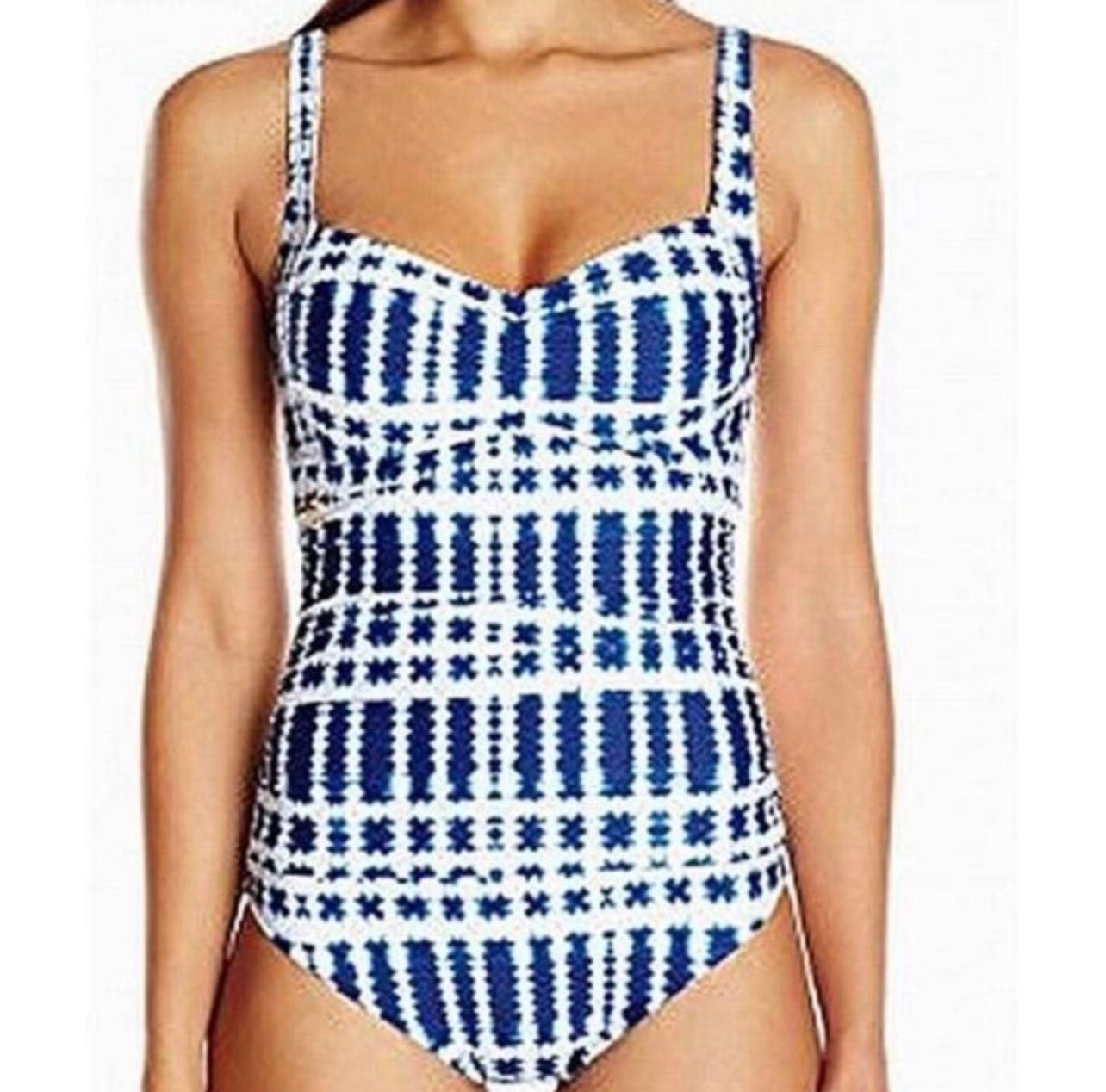 La Blanca Ikat Print Sweetheart One-Piece Swimsuit 1