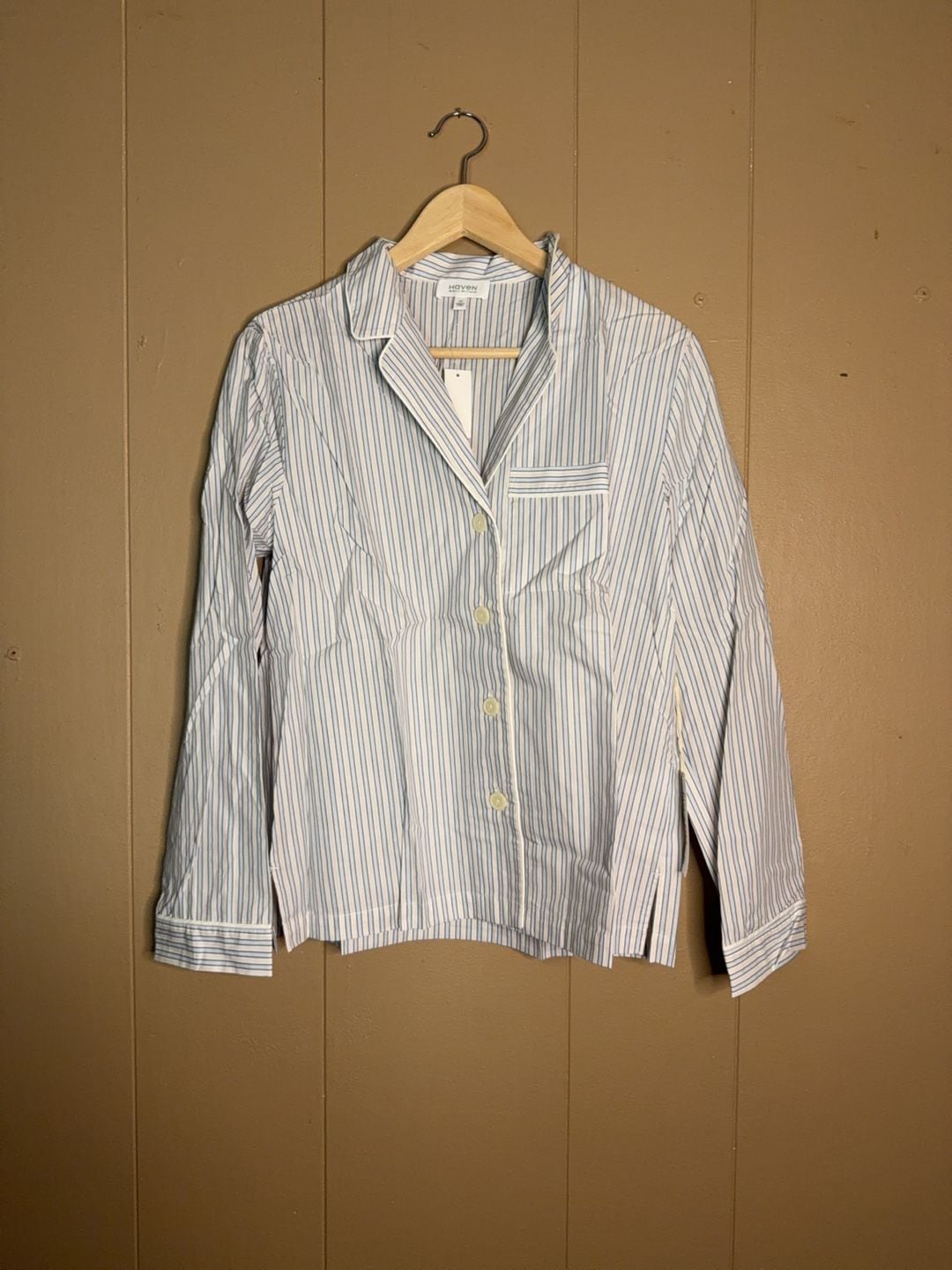 Haven Well Within Striped Cotton Poplin Pajama Shirt with Piping 1