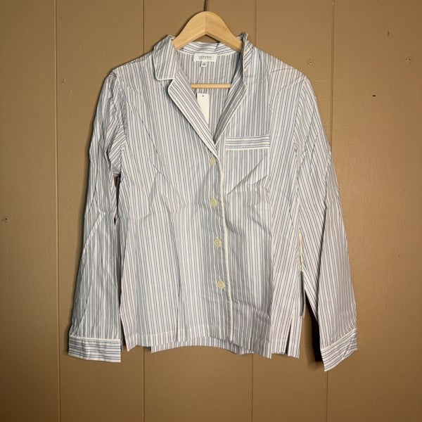 Haven Well Within Striped Cotton Poplin Pajama Shirt with Piping