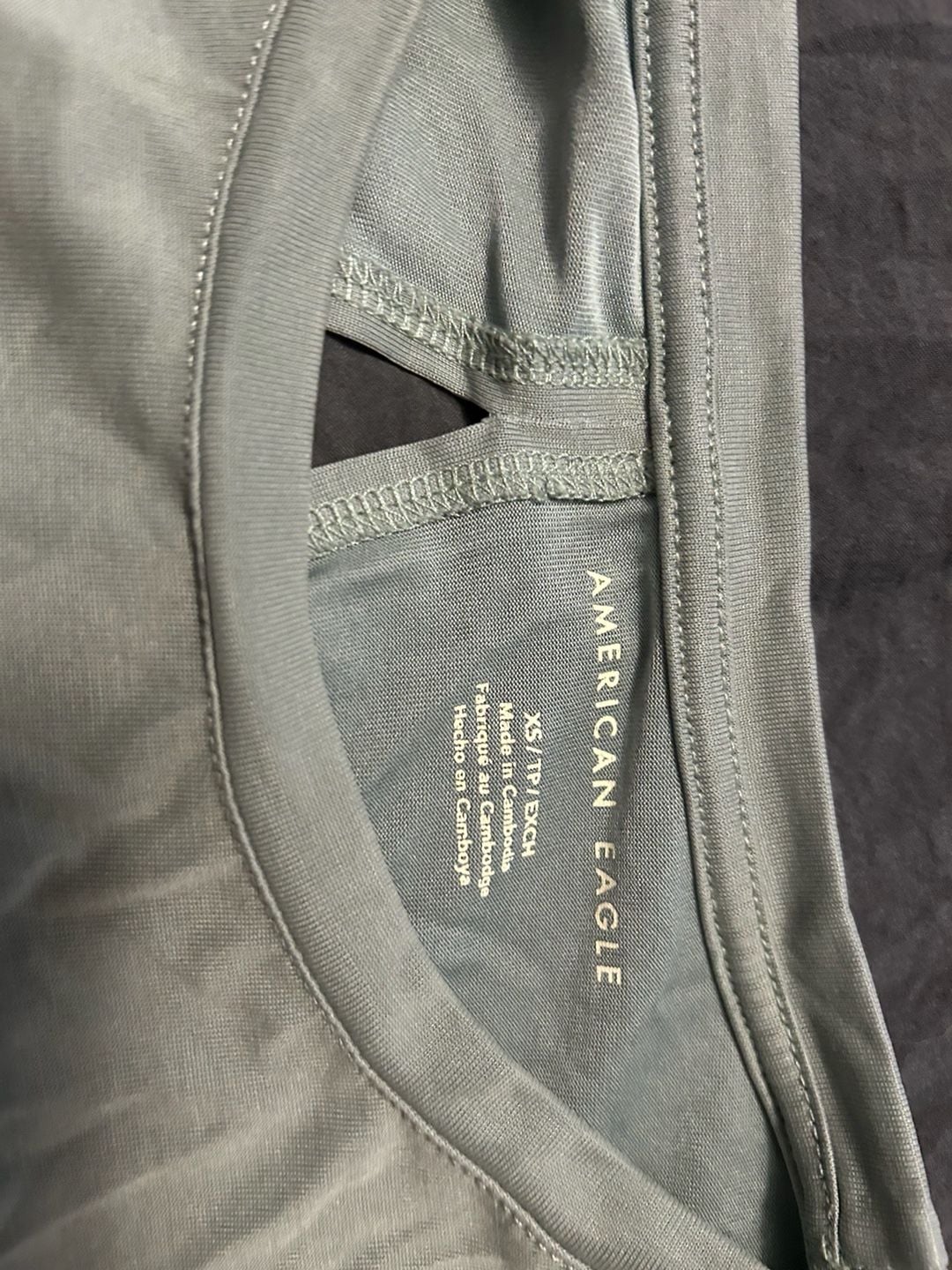 American Eagle Cold Shoulder Crop Top Olive Green Size XS 4