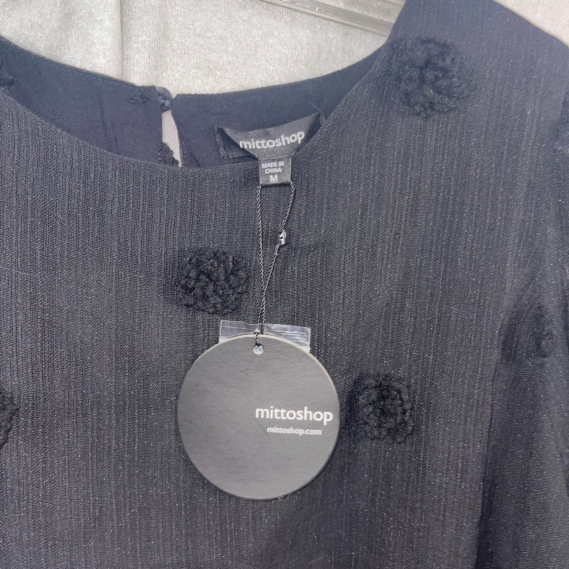 Mittoshop Black Pom Pom Tiered Puff Sleeve Dress Size M 4
