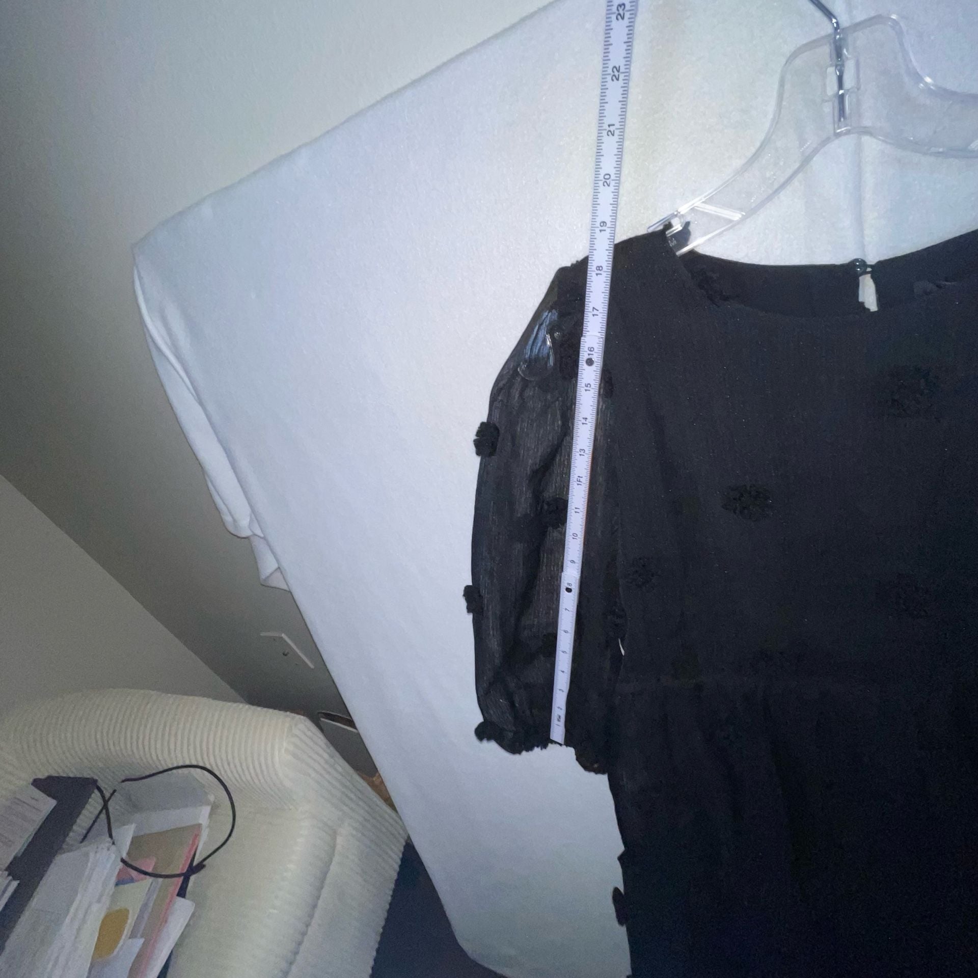 Mittoshop Black Pom Pom Tiered Puff Sleeve Dress Size M 12