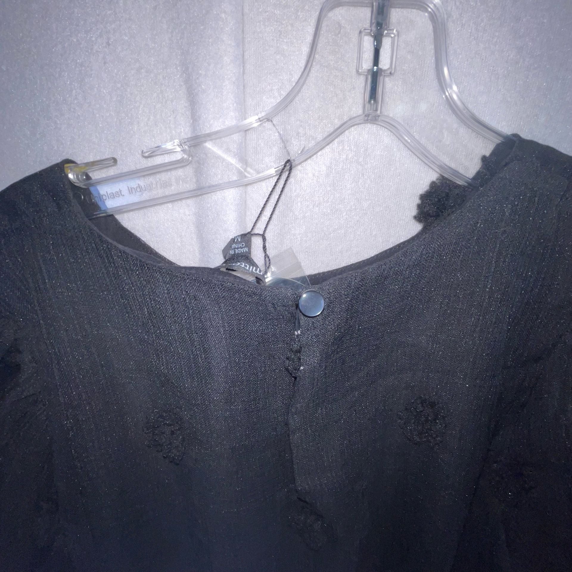 Mittoshop Black Pom Pom Tiered Puff Sleeve Dress Size M 17