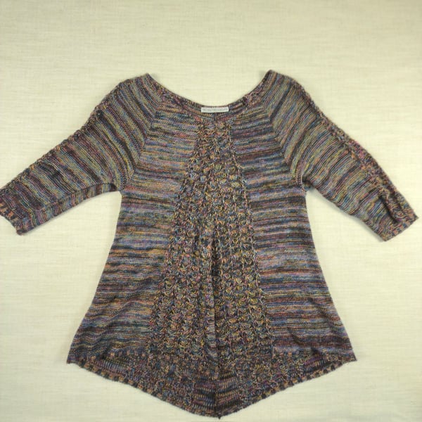 Two One Two Multi-Color Space Dye Knit Tunic Sweater