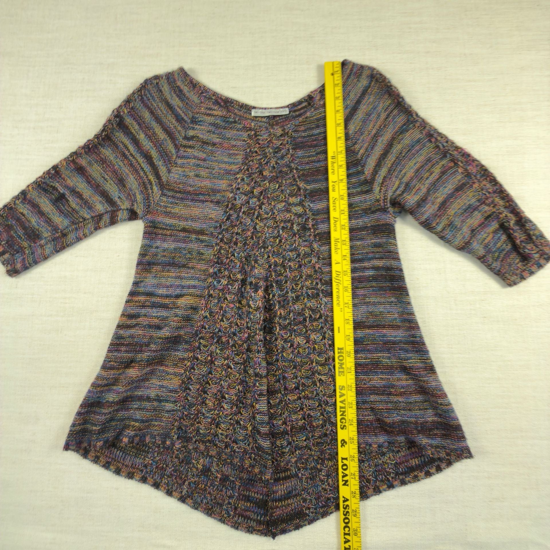 Two One Two Multi-Color Space Dye Knit Tunic Sweater 6