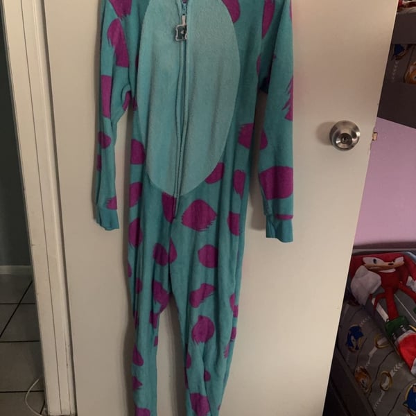 Disney Monsters Inc. Sulley Character Fleece Hooded Onesie Pajamas