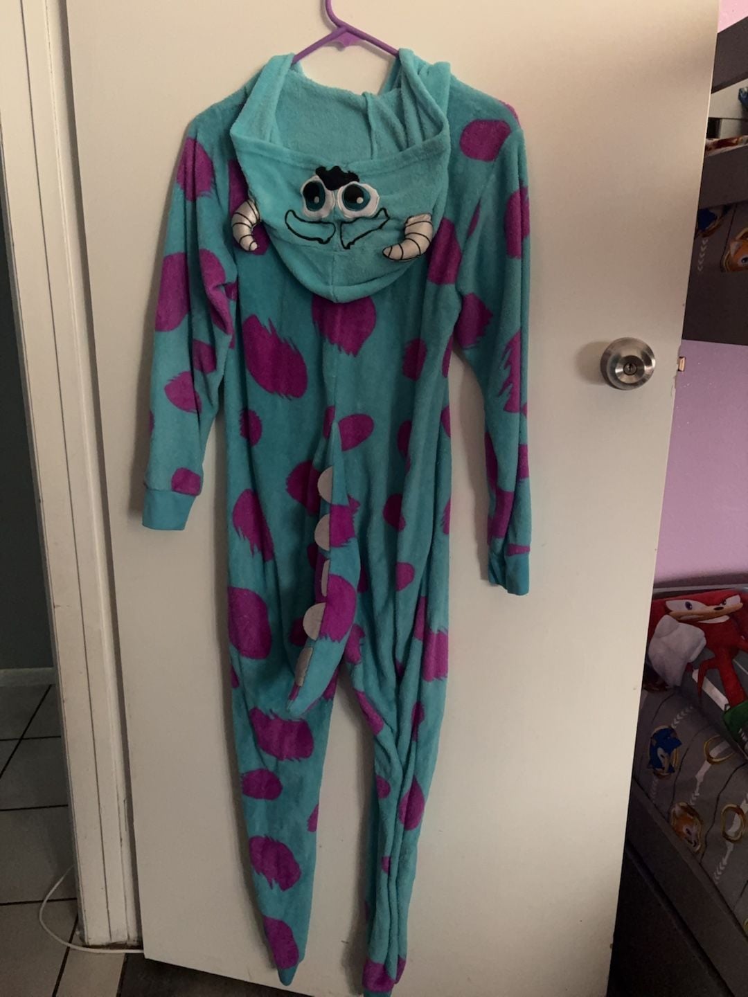 Disney Monsters Inc. Sulley Character Fleece Hooded Onesie Pajamas 3