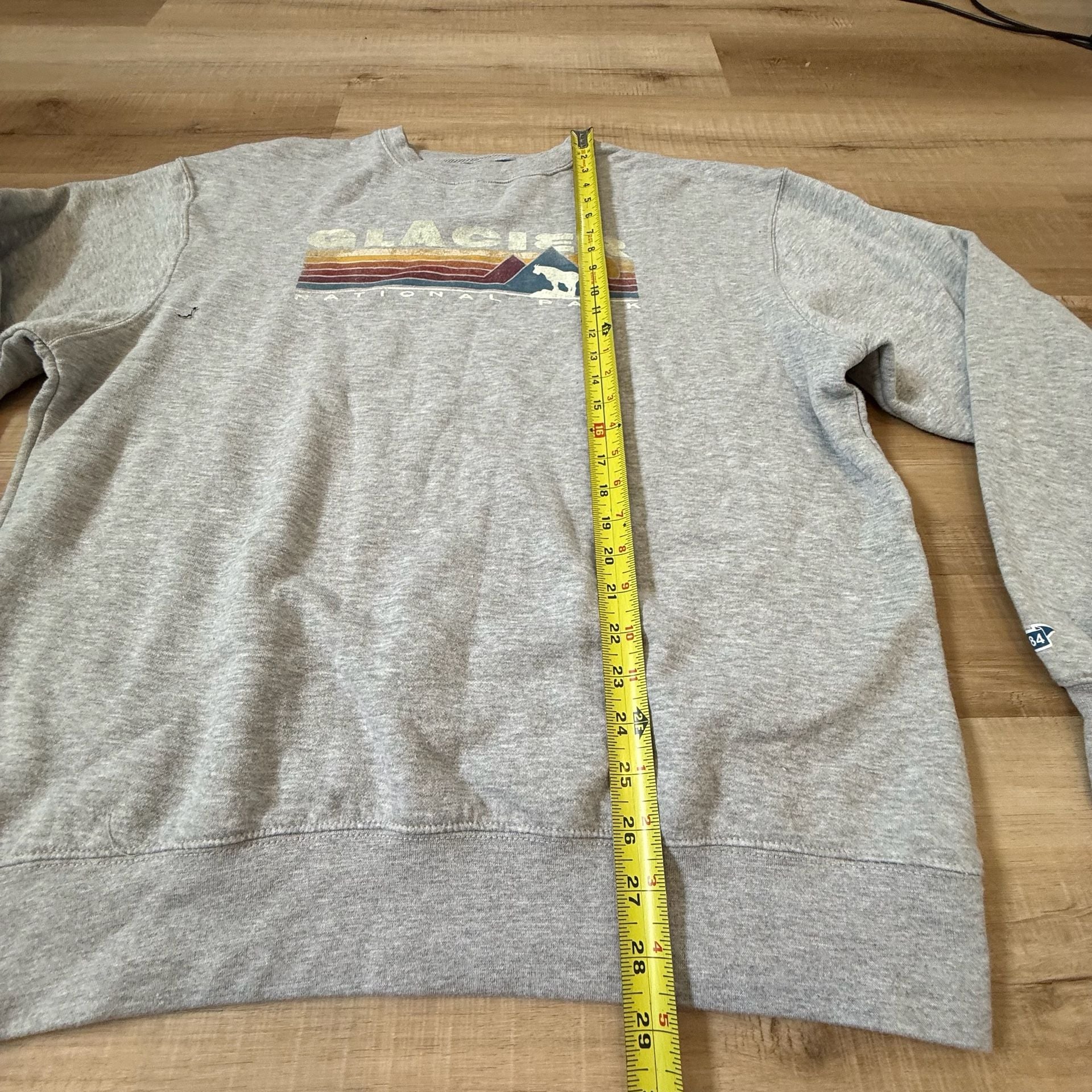 Vtg Y2K Blue 84 Glacier National Park Graphic Crewneck Sweatshirt Size Large 3