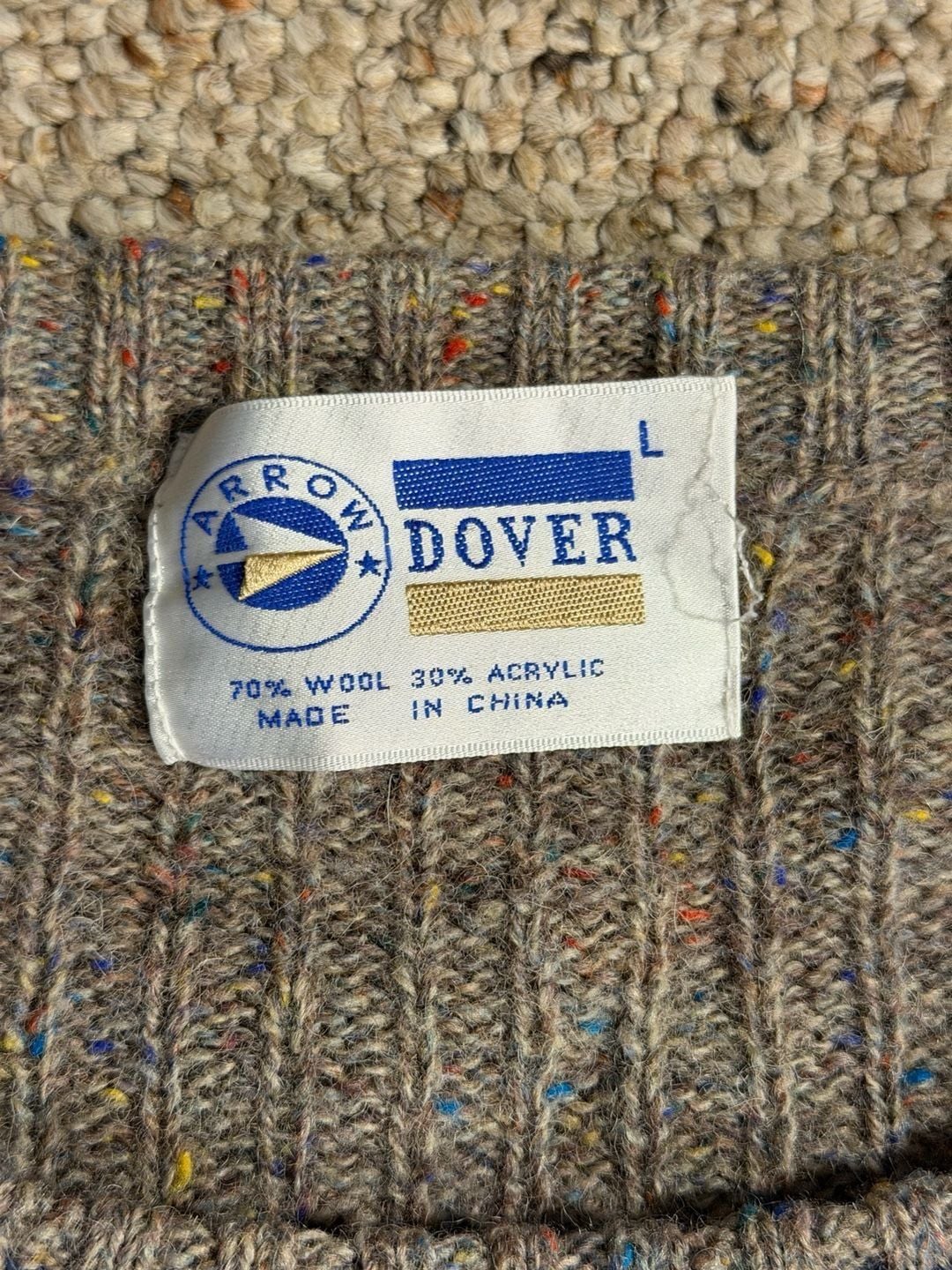 Arrow Dover Vintage Wool Blend Cable Knit Sweater Size L 3