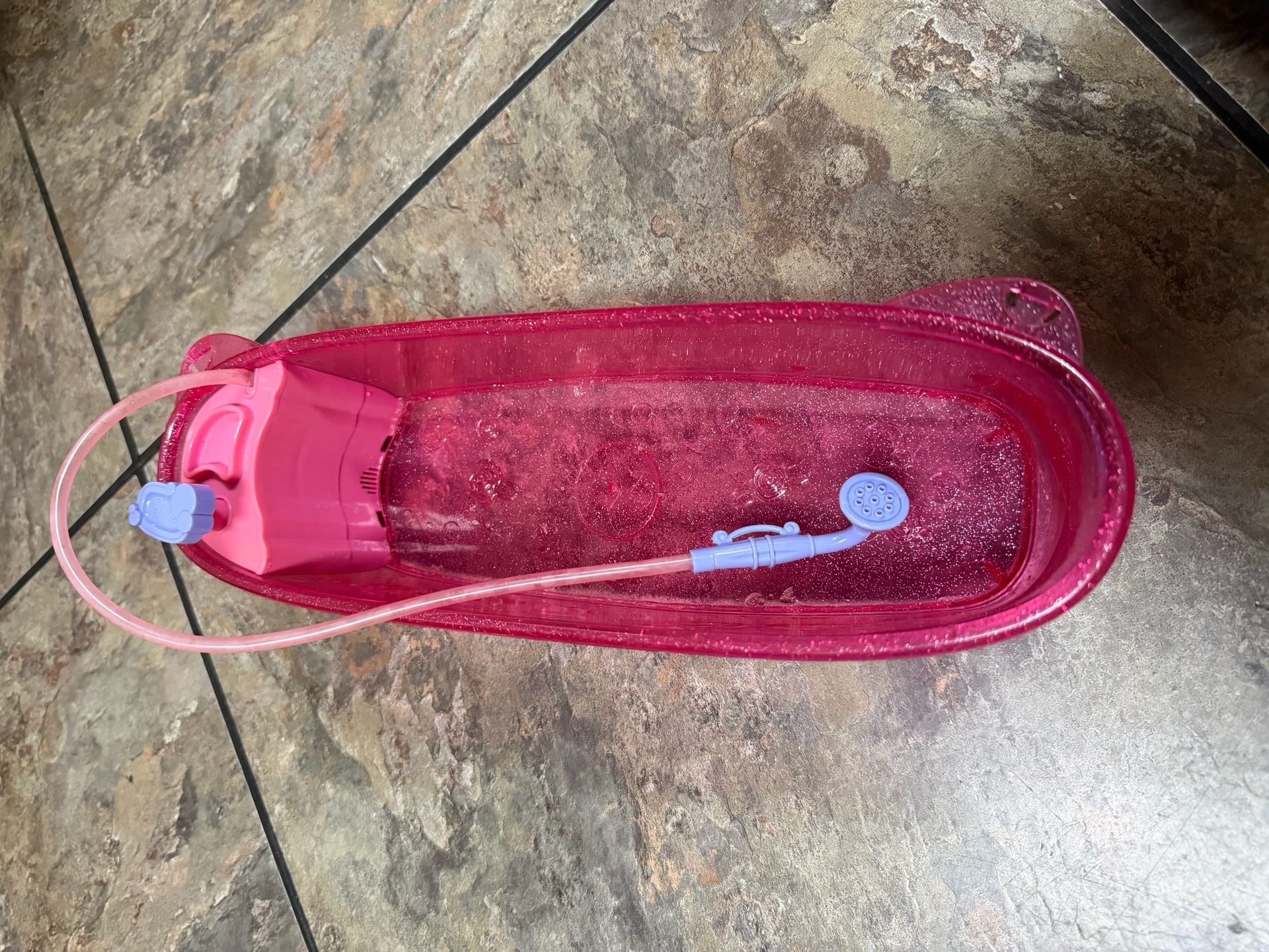 Barbie Pink Glitter Doll Bathtub with Working Shower Pump 2