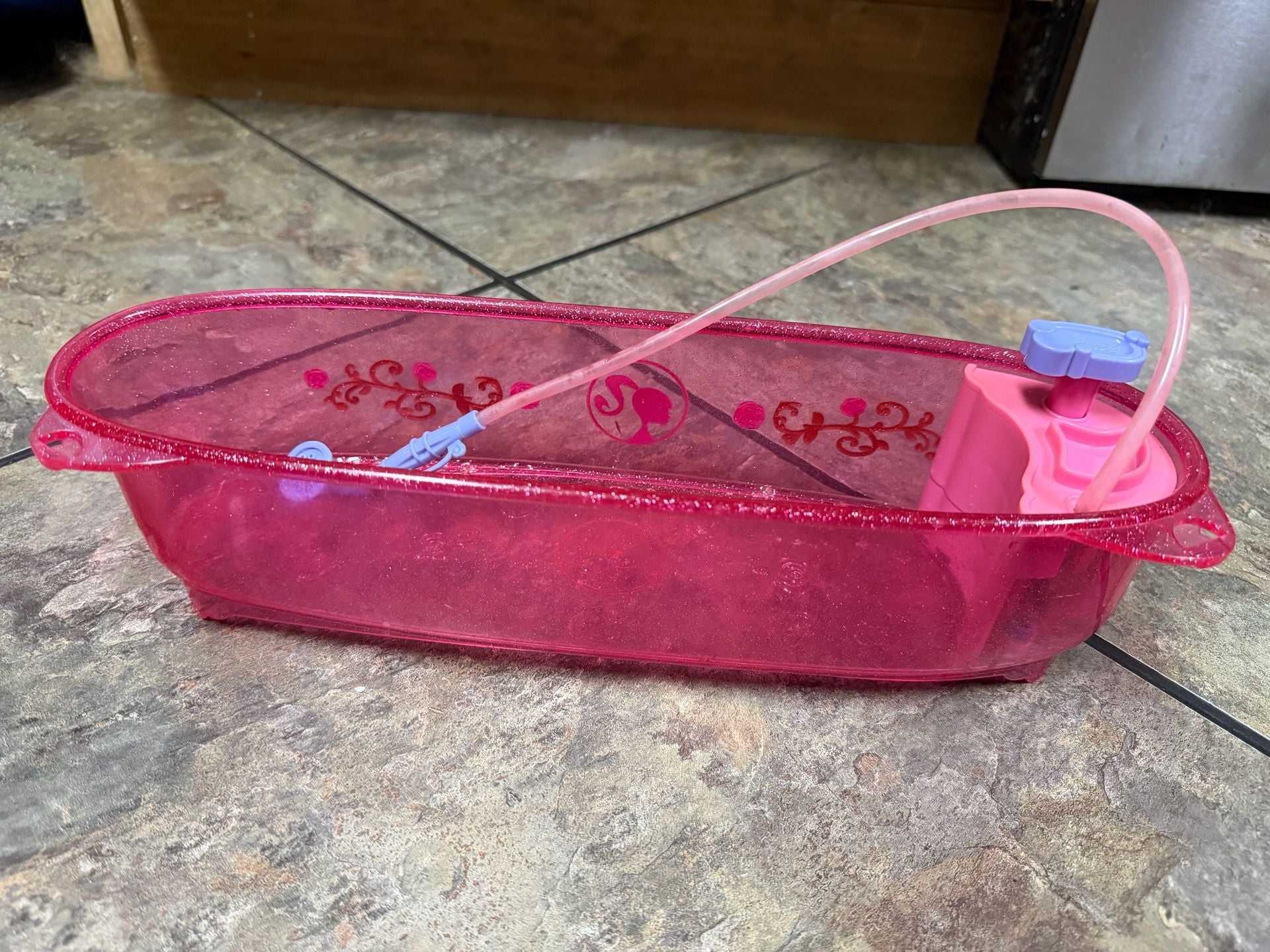 Barbie Pink Glitter Doll Bathtub with Working Shower Pump 3