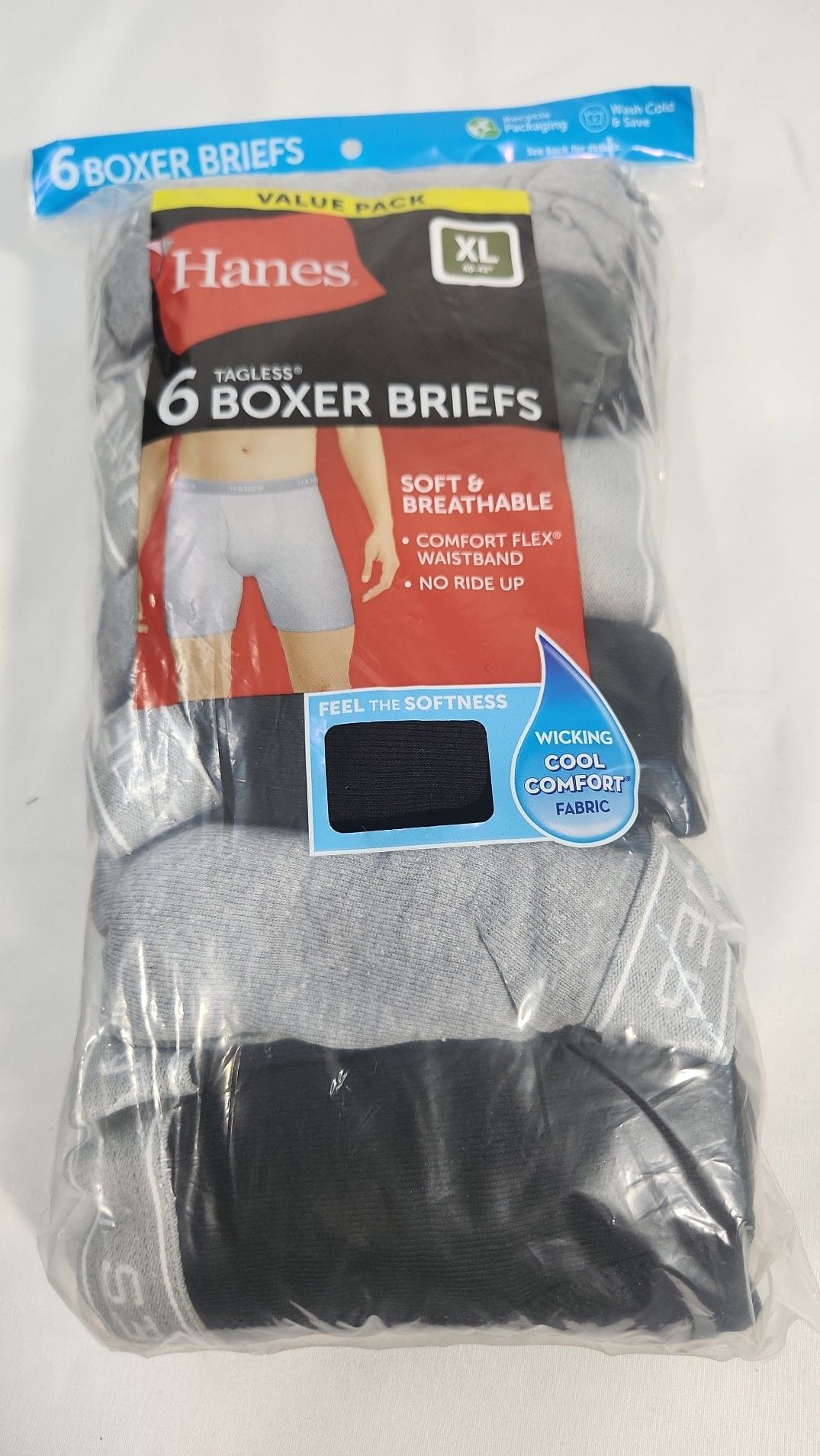 Hanes Tagless Comfort Flex Boxer Briefs 6-Pack Size XL 1