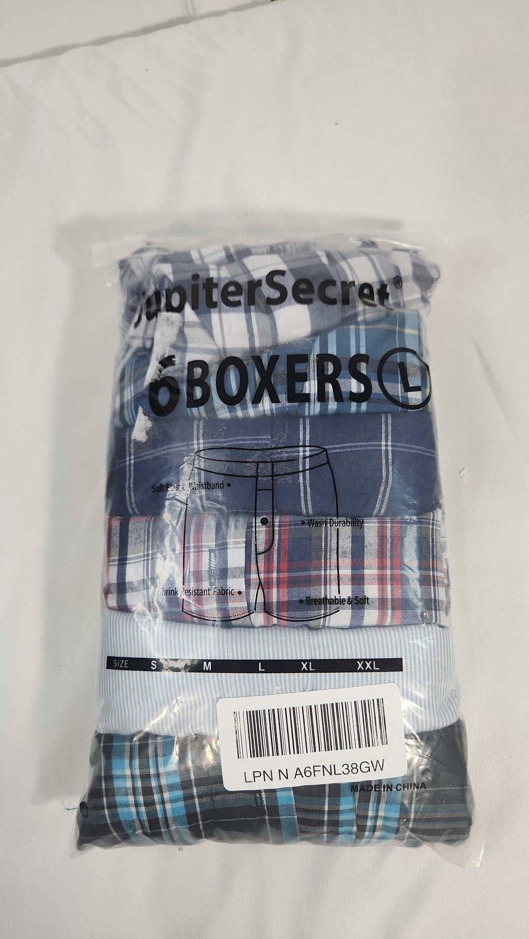 JupiterSecret Men's Plaid Boxer Shorts 6-Pack Size Large 3