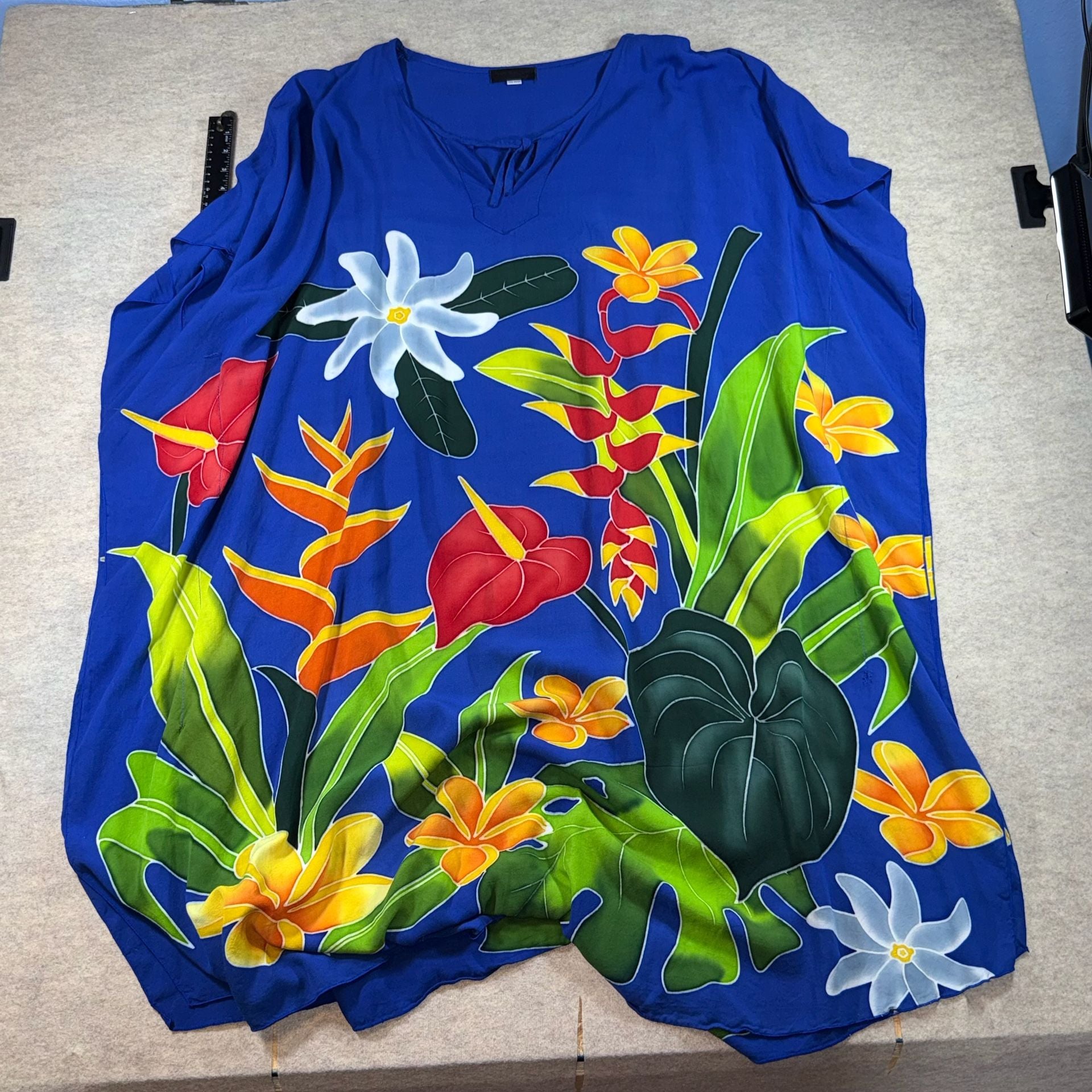Primitive 2XL Blue Tropical Floral Flutter Sleeve Dress Cottagecore Hawaiian 4