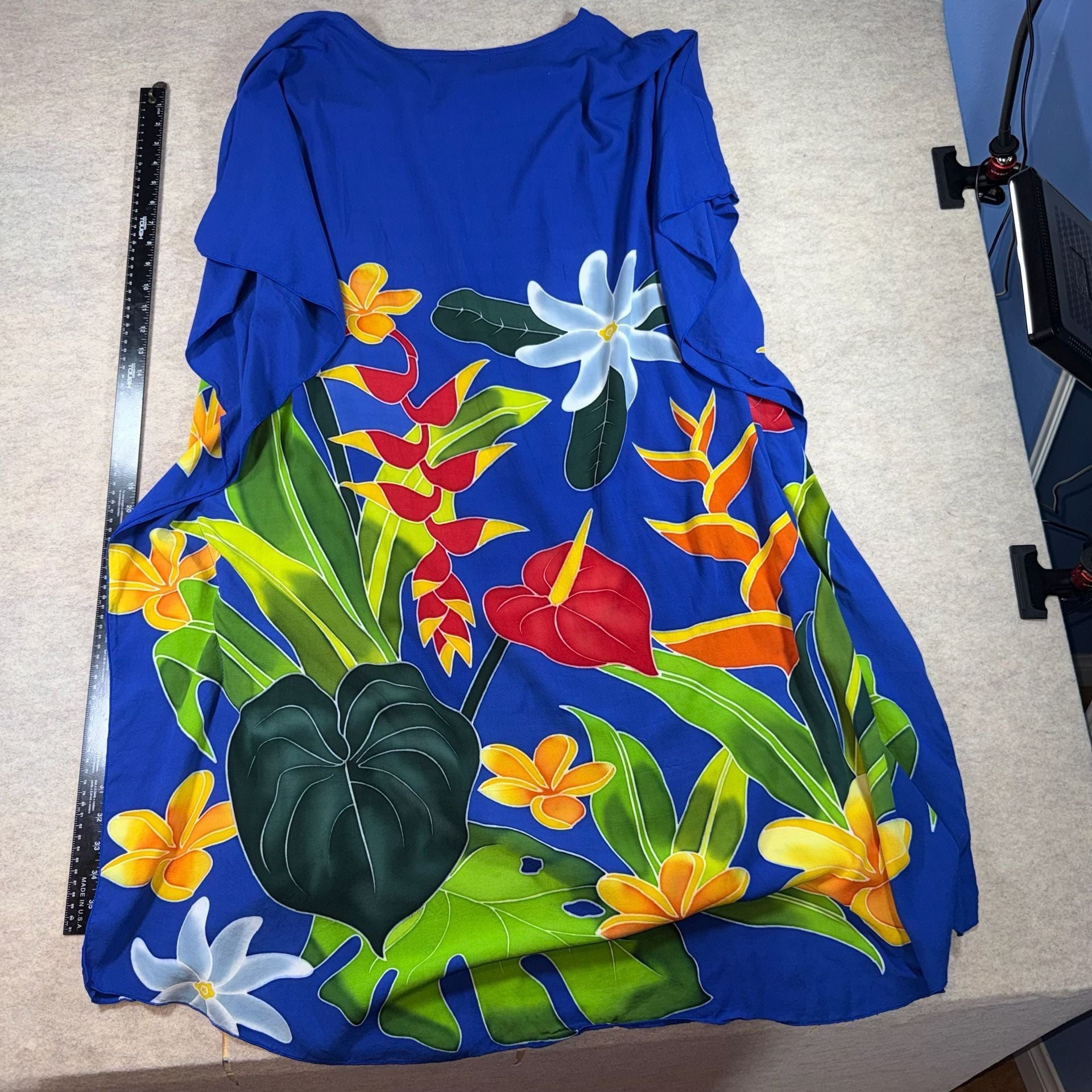 Primitive 2XL Blue Tropical Floral Flutter Sleeve Dress Cottagecore Hawaiian 9