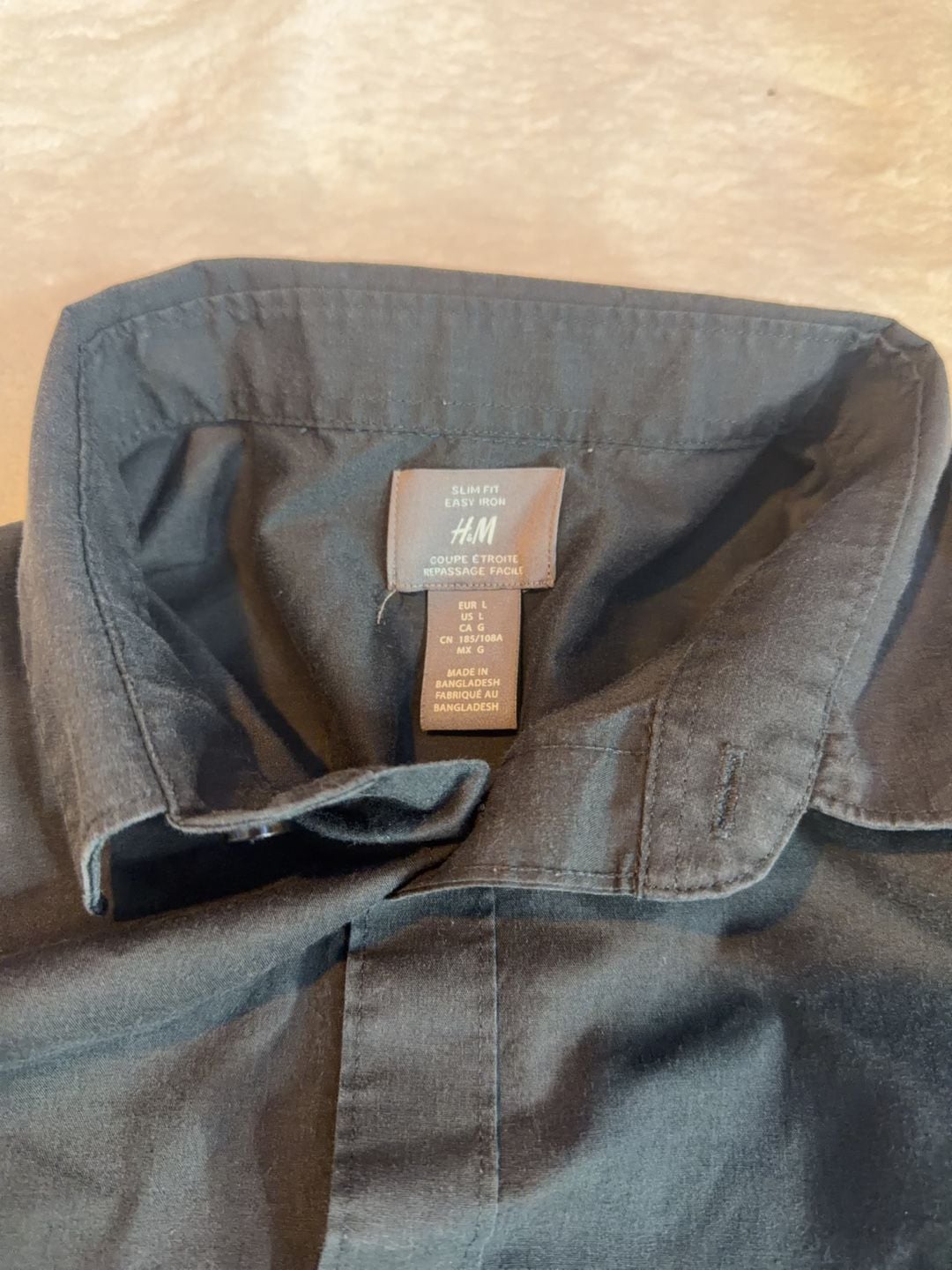 H&M Slim Fit Easy Iron Button Down Shirt Black Size L 4